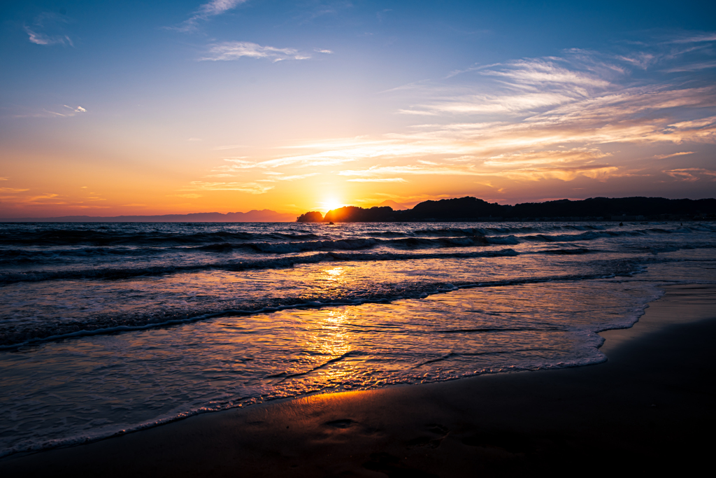 材木座海岸の夕焼け②