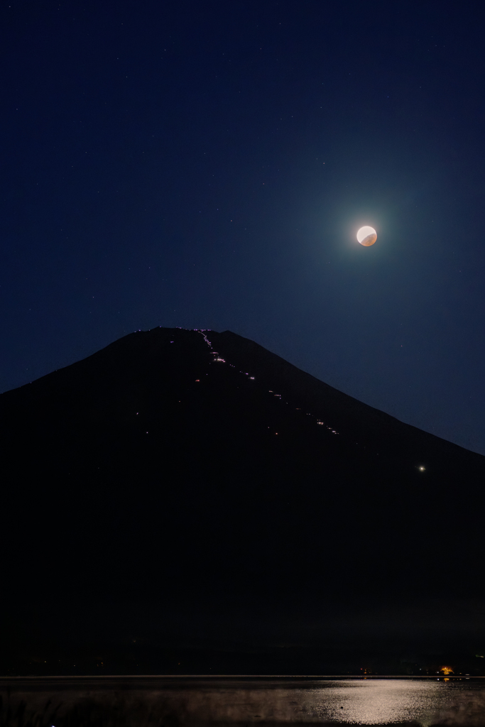 部分食&富士山