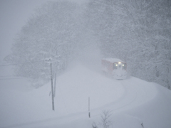 秋田内陸線　豪雪のS字カーブ