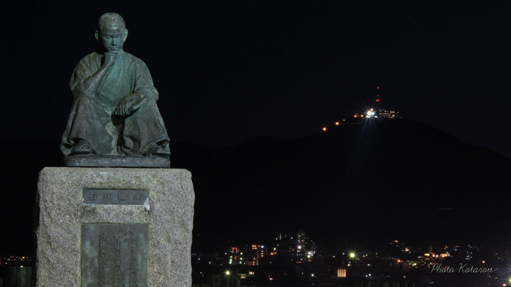 啄木小公園と函館山の夜景