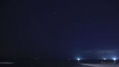 大森浜に浮かぶ漁火と星