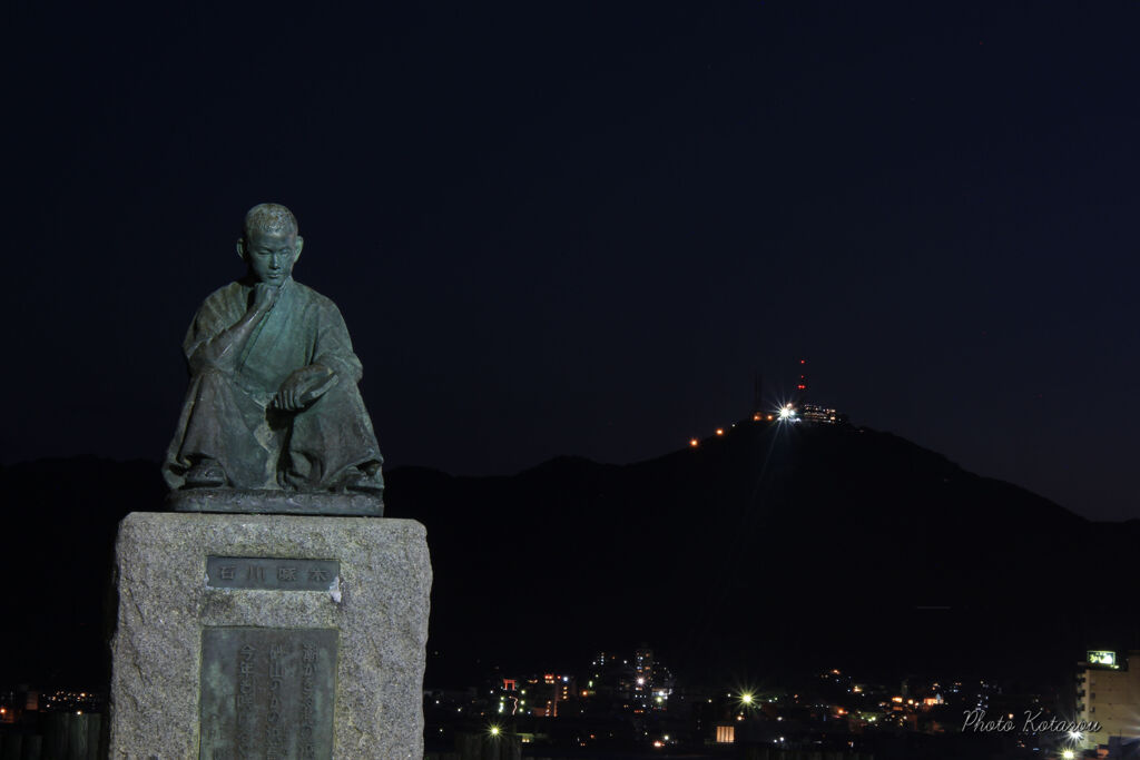 啄木小公園と函館山の夜景