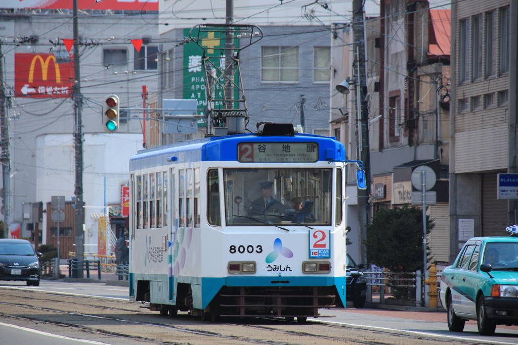 函館市電8003 うみしん号【幕表示】