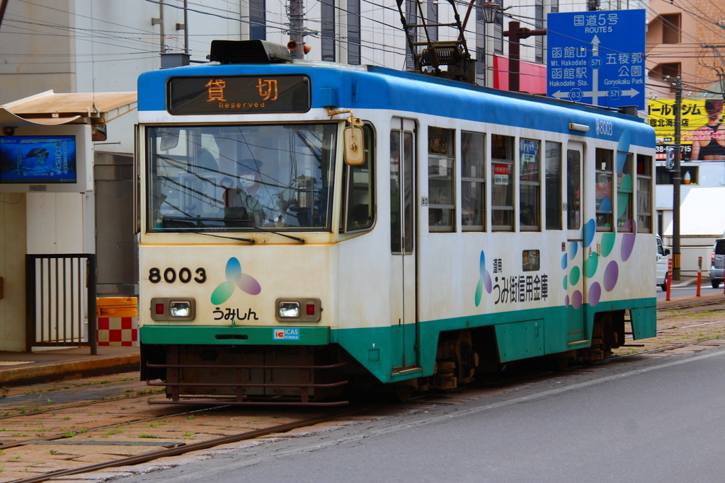 函館市電 8003道南うみ街信用金庫号【LED表示】貸切