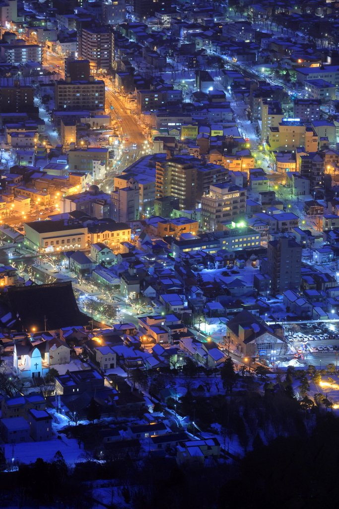 函館夜景　街中