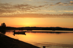 網走湖畔の夕焼け