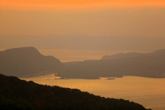 初秋の錦江湾夕暮れ