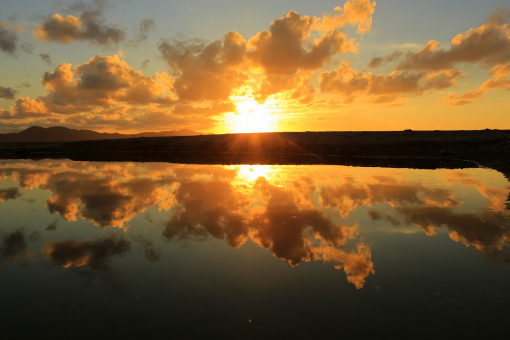 夕陽のリフレクション