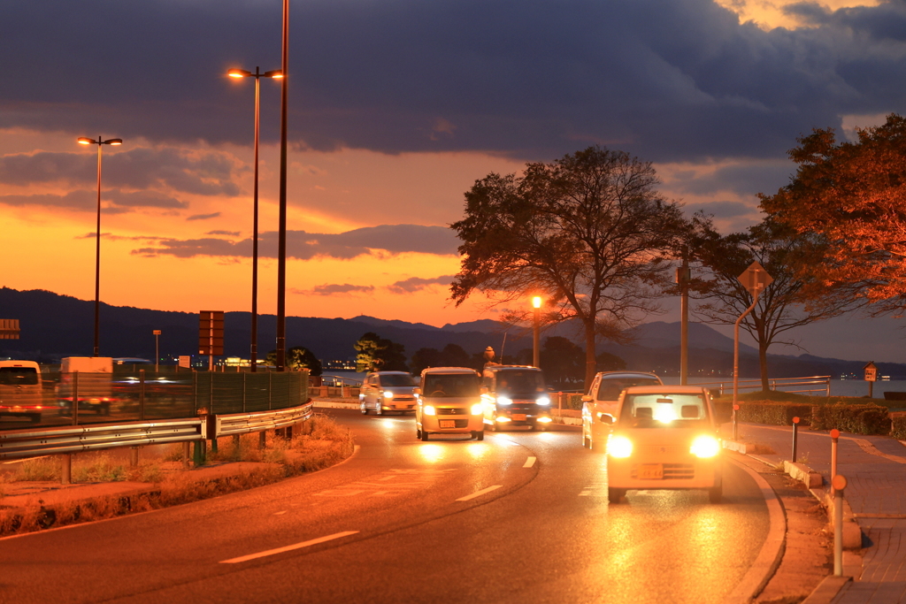 宍道湖の夕暮れ