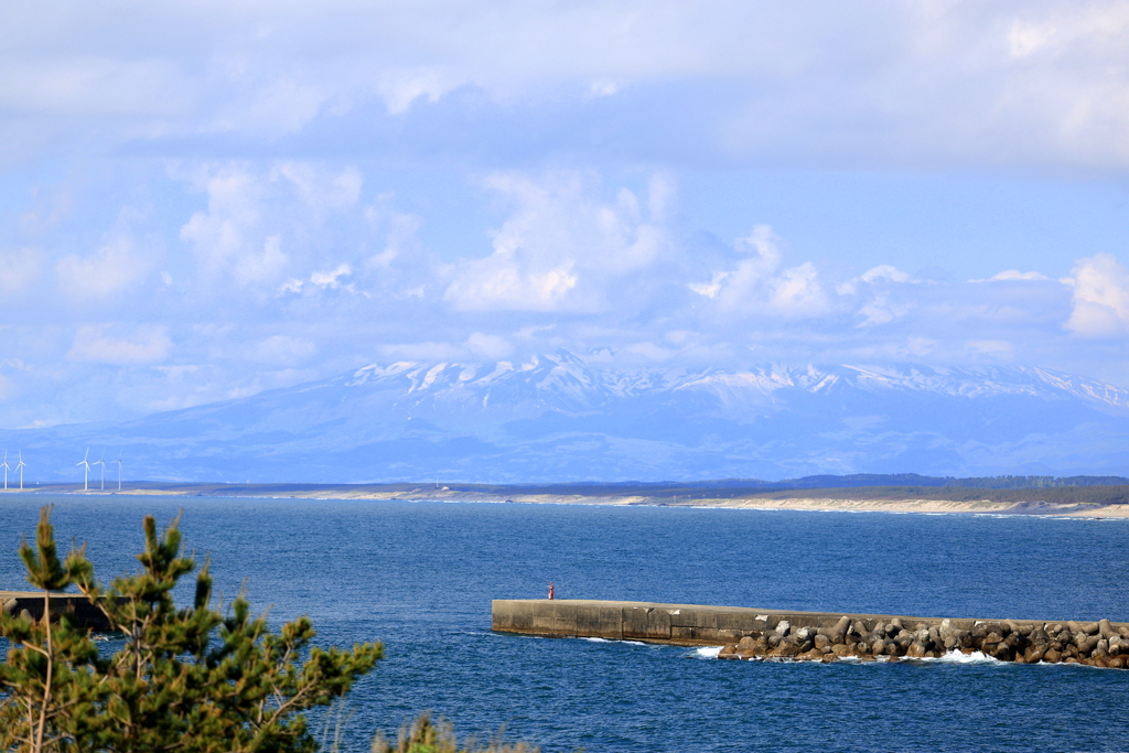 鶴岡市立加茂水族館より鳥海山を望む