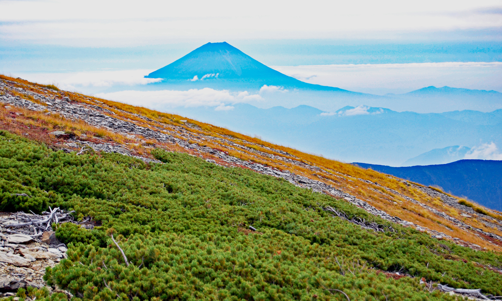 丸山付近から望む姿の良い富士