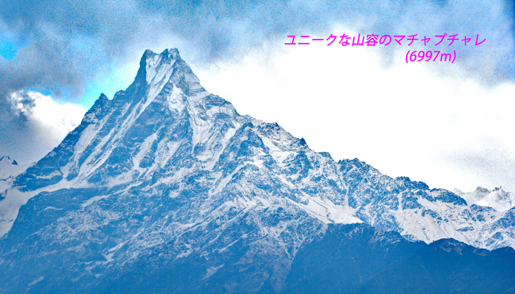 ユニークな山容の聖山マチャプチャレ(6997m)