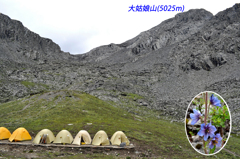 背後に大姑娘山が聳える一次キャンプ