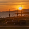 夕日を浴びて