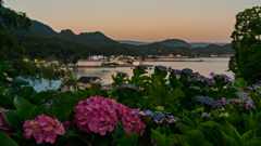 夕暮れ迫る江浦湾