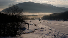 朝のマキノ高原スキー場にいるのは登山者くらいだった