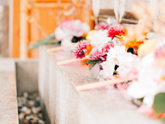 お初天神 手水の花