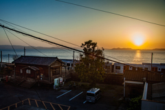 千綿駅の夕日