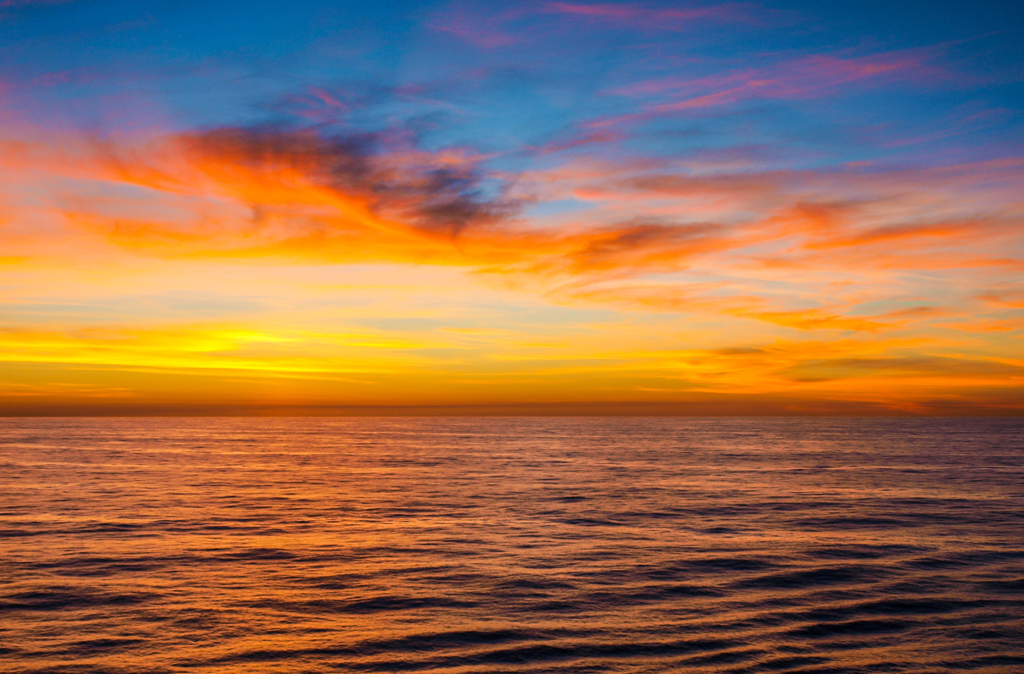 インド洋での夕陽