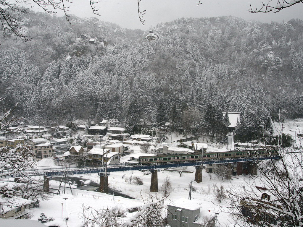 雪の山寺と仙山線