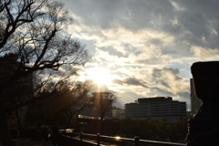 大阪城下の夕景