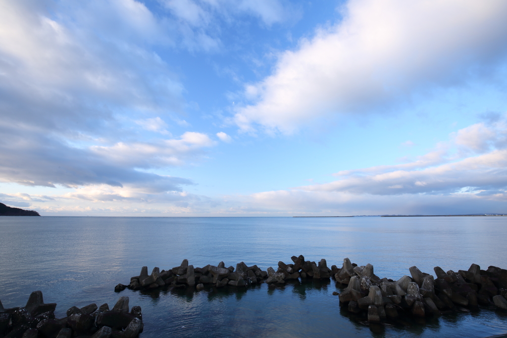 海の潮風を受けて