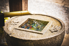 岡寺。ビー玉手水