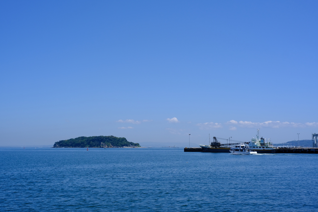 猿島と横須賀 新港ふ頭