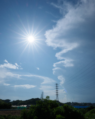 夏の太陽と雲