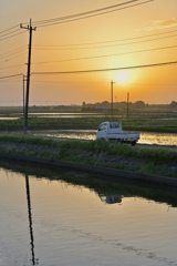 田舎と夕焼け