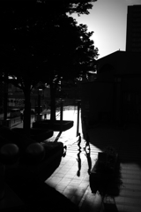 夕方の影