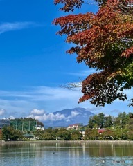 紅葉と高松の池