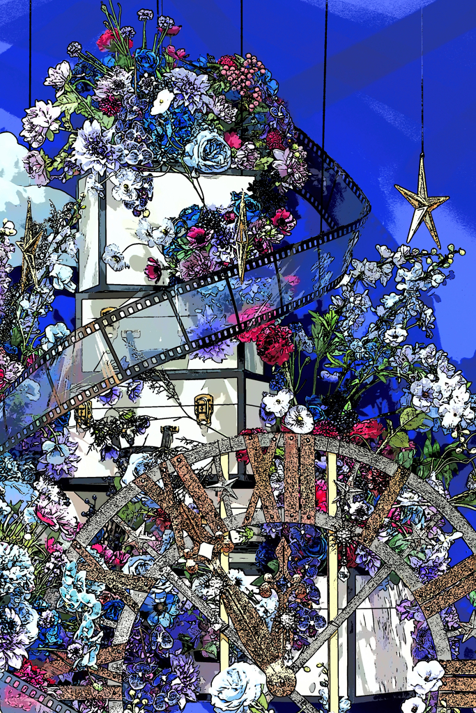 富士フイルムの花の塔_ポップアート風