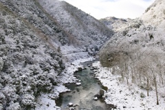 雪景色の保津峡