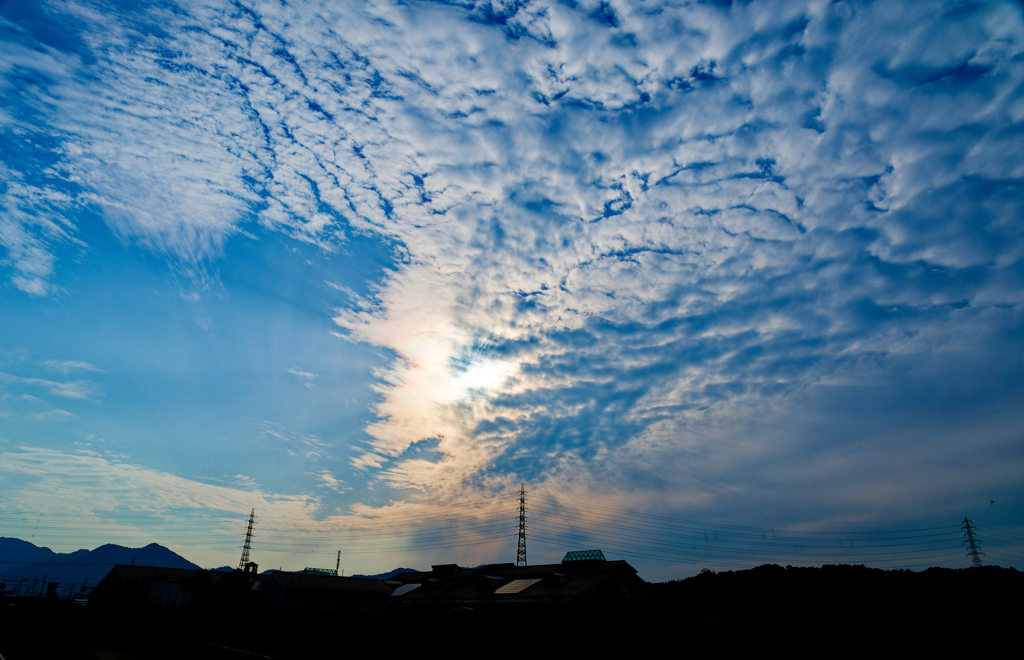 夕日と羊雲2