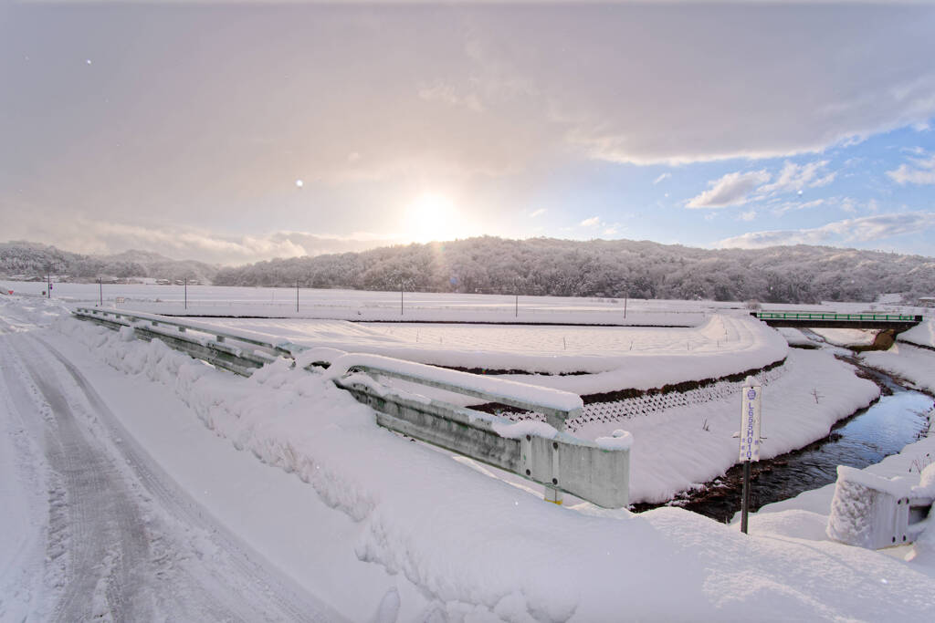 通勤途中の雪景色