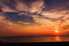 茜浜緑道からの夕景