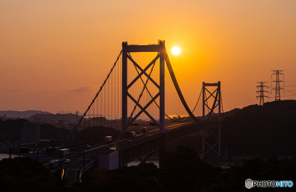 関門の夕日2