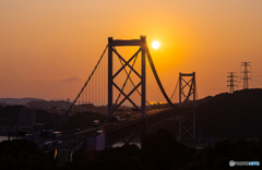 関門の夕日2