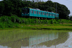 水田と鉄道のある風景　その1