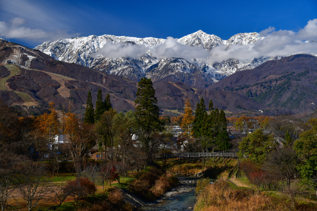 白馬三山の冬支度