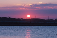 御前崎港の夕日