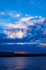 御前崎港西埠頭から見た日没