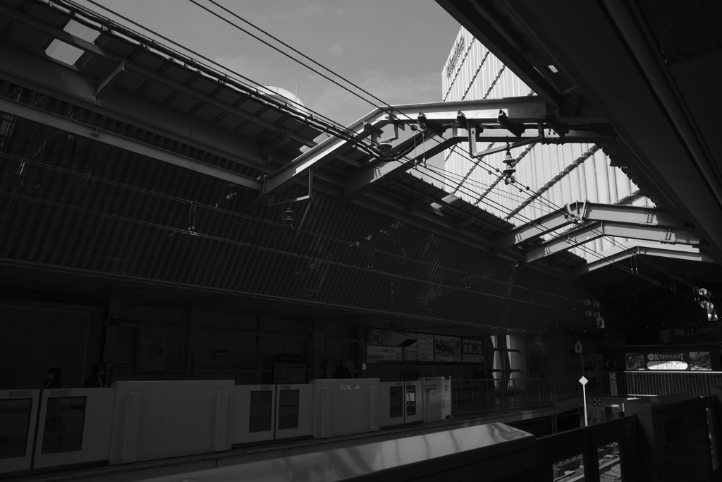 Looking up at bright sky from the dark 