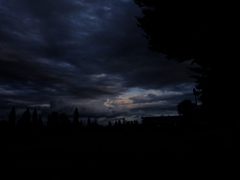 A blue sky hole in the dark 