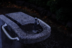 Water fountain in the park nearby 