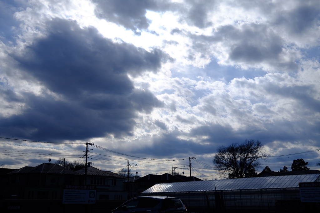 Many thick clouds cover the sky 