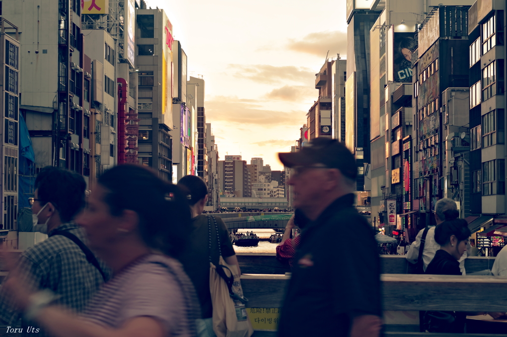 2025年 夕方の道頓堀川をのぞむ