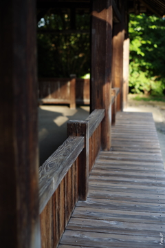 晩夏の夕方、ある東屋の腰掛
