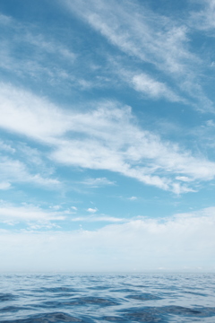 播磨灘の白雲たなびく青空と海、、だけ。